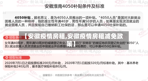 【安徽疫情房租,安徽疫情房租减免政策】
