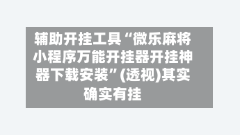 辅助开挂工具“微乐麻将小程序万能开挂器开挂神器下载安装”(透视)其实确实有挂