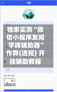 独家实测“微信小程序友间字牌辅助器	”作弊(透视) 开挂辅助教程-第2张图片