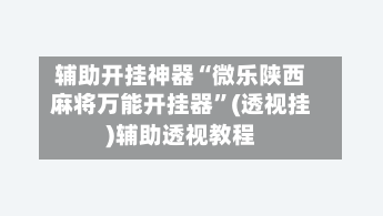 辅助开挂神器“微乐陕西麻将万能开挂器”(透视挂)辅助透视教程-第2张图片