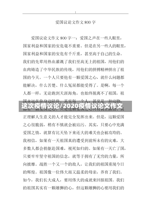 这次疫情议论/2020疫情议论文作文-第3张图片
