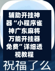 辅助开挂神器“小程序雀神广东麻将万能开挂器免费”详细透视教程-第2张图片