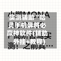 实测辅助“哈灵手机麻将必赢神软件(辅助外挂+教程)-第2张图片