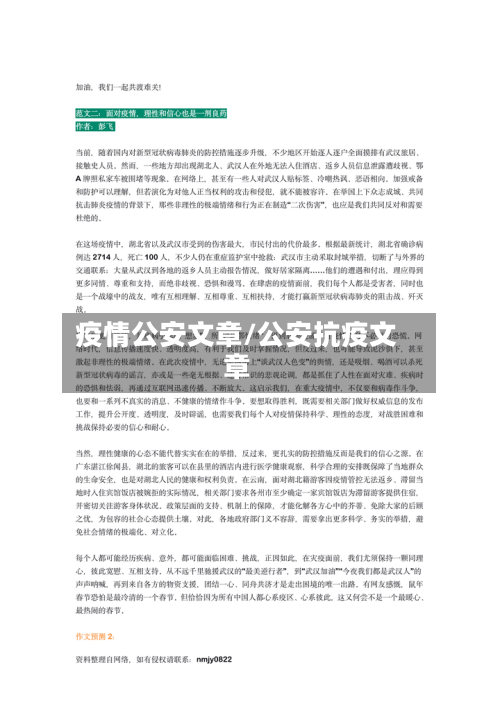 疫情公安文章/公安抗疫文章-第3张图片